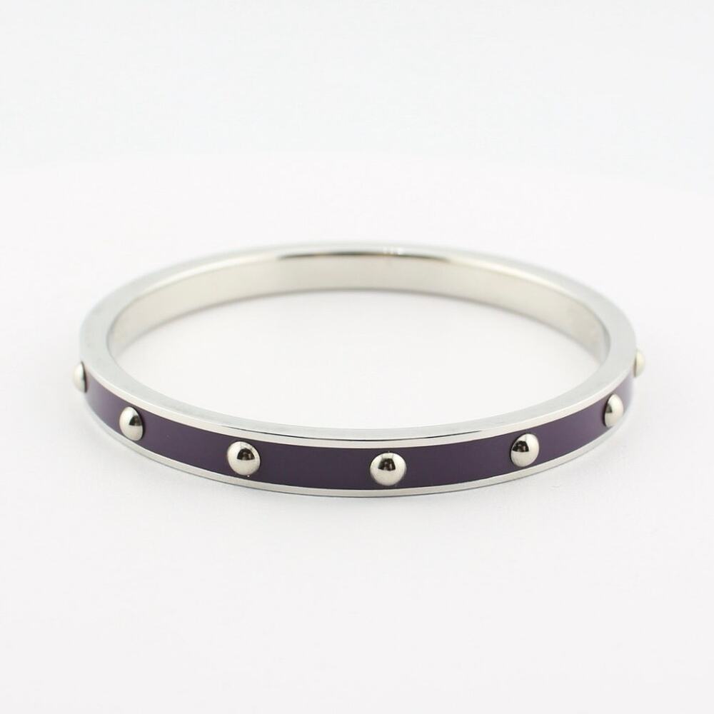 Coach Silver Tone Purple Stud Bangle Bracelet